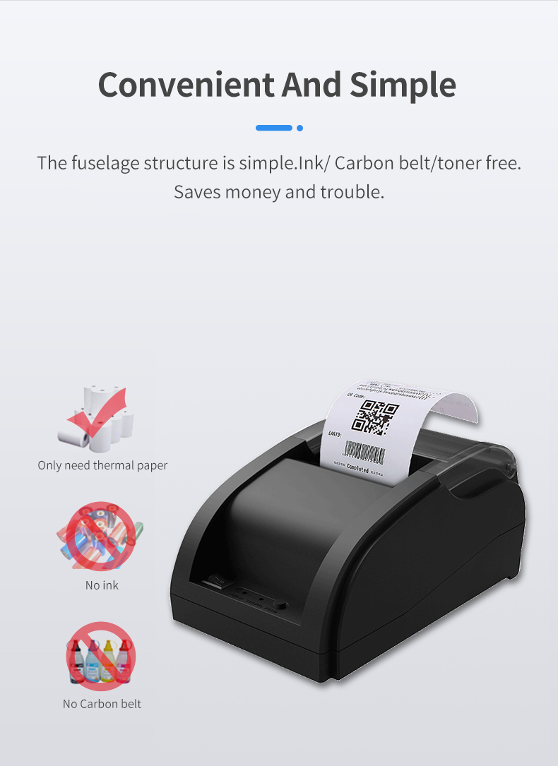 58mm Desktop Thermal Receipt Printer USB   Bluetooth ESC/POS