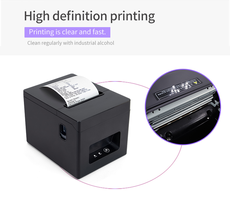 80mm thermal receipt ticket printer semi-automatic paper cutting