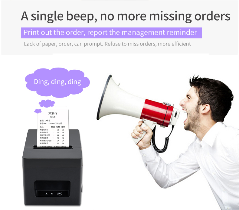 80mm thermal receipt ticket printer semi-automatic paper cutting