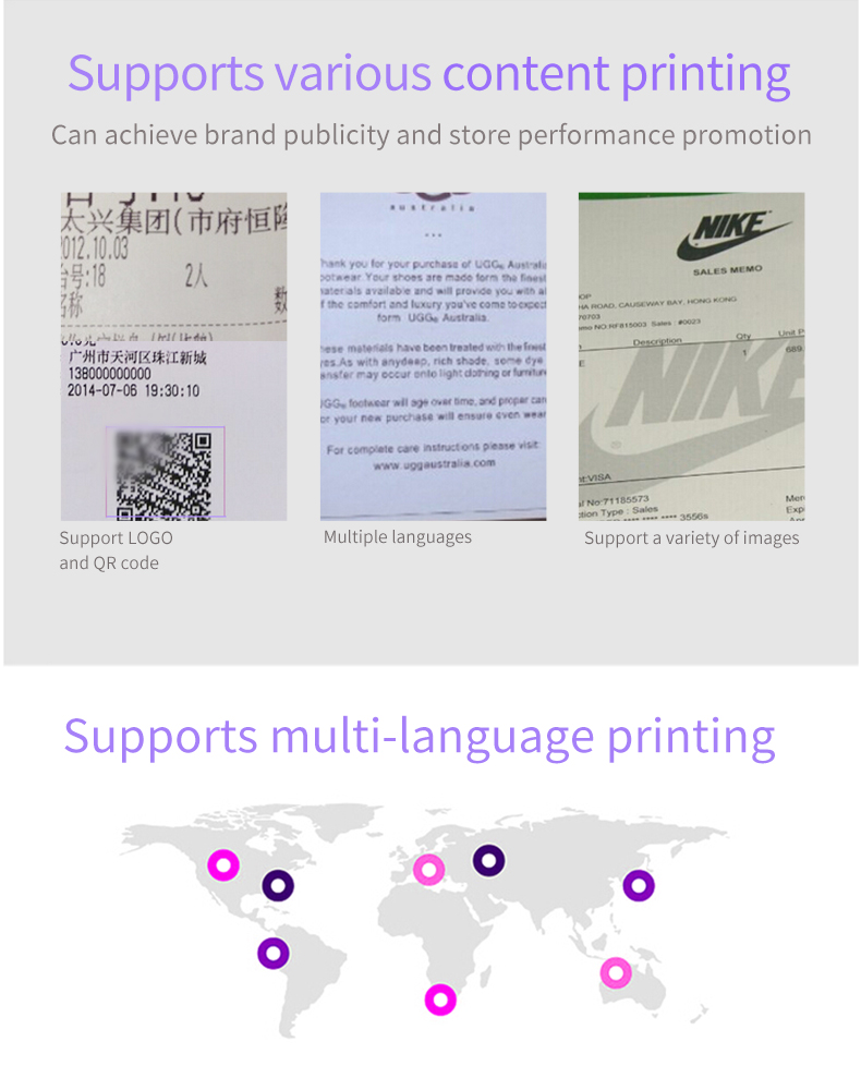 80mm thermal receipt ticket printer semi-automatic paper cutting