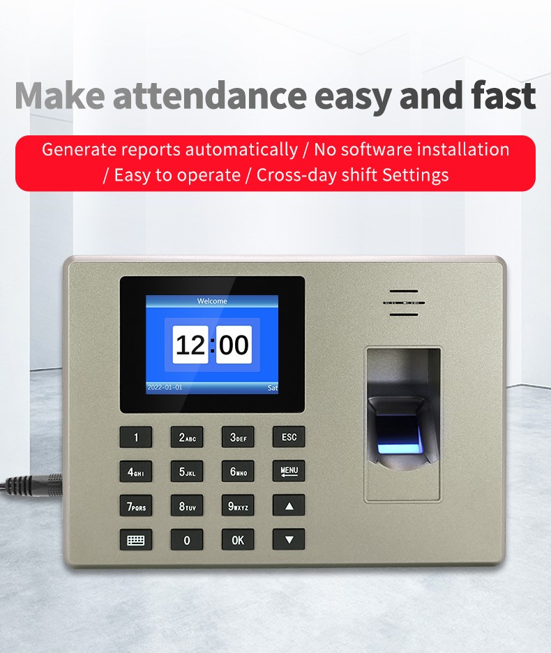 Fingerprint Time Recorder and Biometric Time Attendance Machine OEM Indoor  5V 1A
