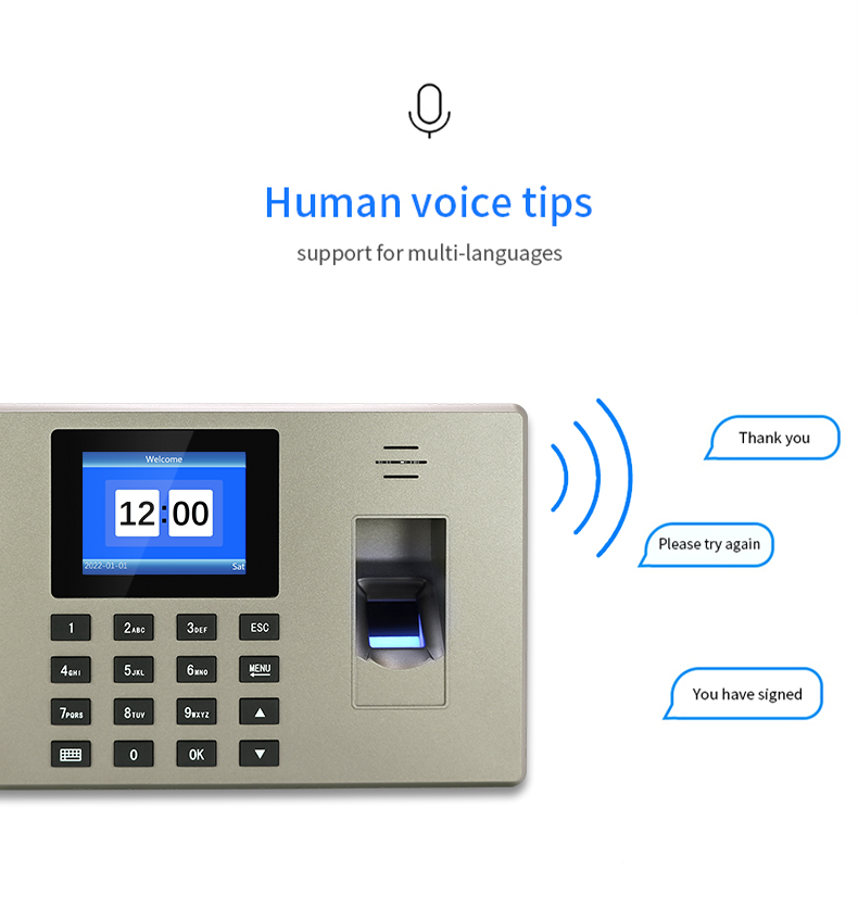 Fingerprint Time Recorder and Biometric Time Attendance Machine OEM Indoor  5V 1A