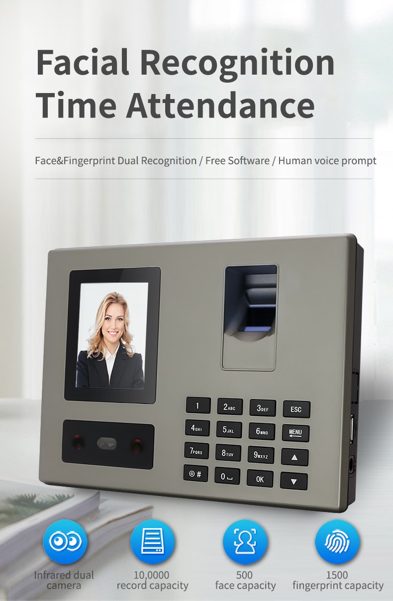 Staff Biometric Face Recognition Fingerprint Scanner Clock In And Out Employee Time Attendance Machine Time Recorder