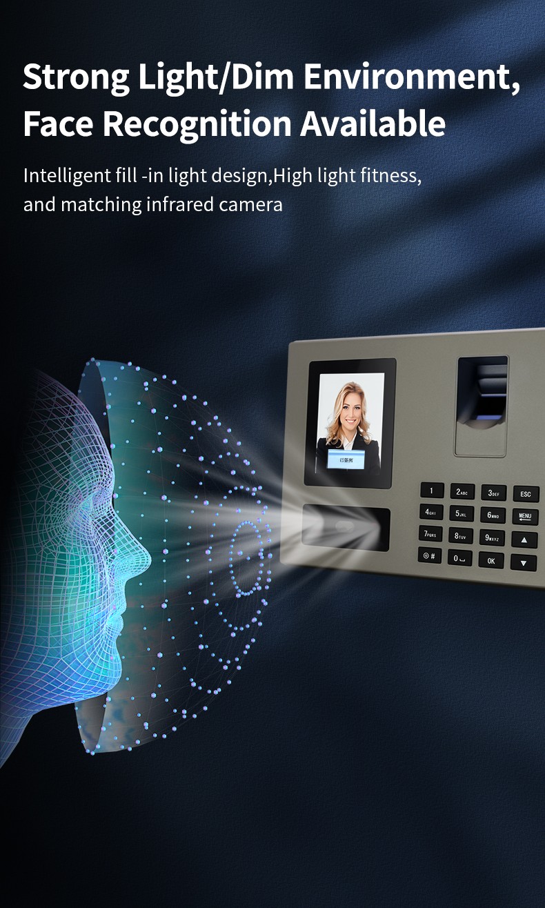 Staff Biometric Face Recognition Fingerprint Scanner Clock In And Out Employee Time Attendance Machine Time Recorder