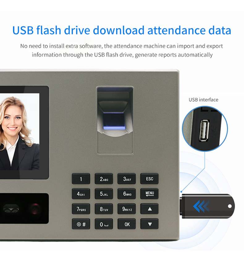 Staff Biometric Face Recognition Fingerprint Scanner Clock In And Out Employee Time Attendance Machine Time Recorder