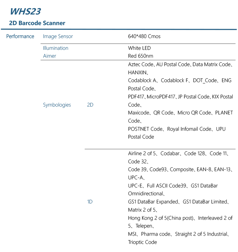 HS23 Wireless 1D 2D barcode scanner with bluetooth