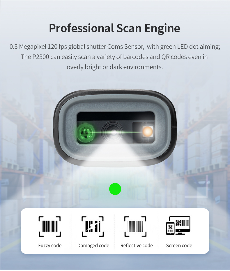 P2300 2D WIRELESS 2.4G BARCODE SCANNER BLUETOOTH