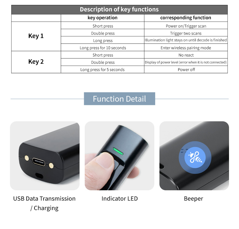 P2300 2D WIRELESS 2.4G BARCODE SCANNER BLUETOOTH