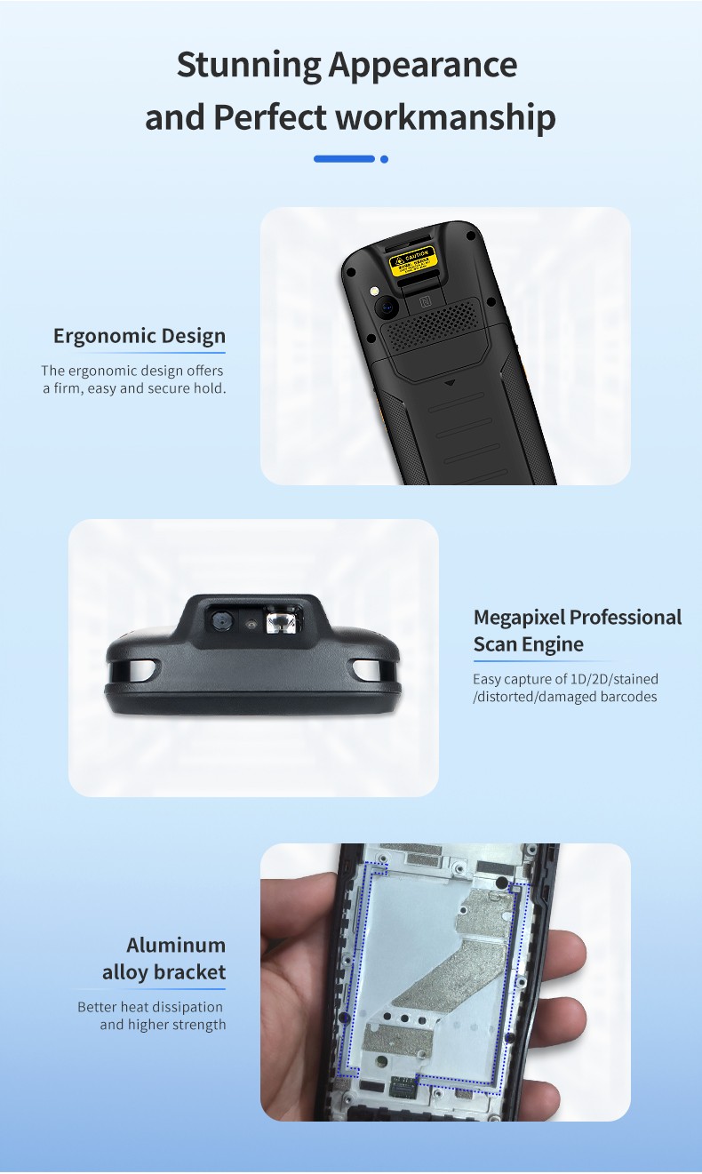 Android 11 Rugged PDAs with 4 Inch Screen 13MP Camera 5000mAh Charging Base QR Code Barcode Scanner 4 64GB for Mobile Computing