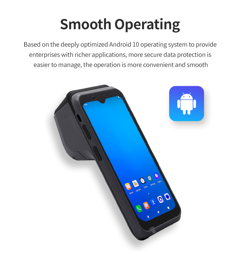 Android 10 Handheld Smart POS Terminal With NFC Card Reader 1D 2D Barcode Scanner