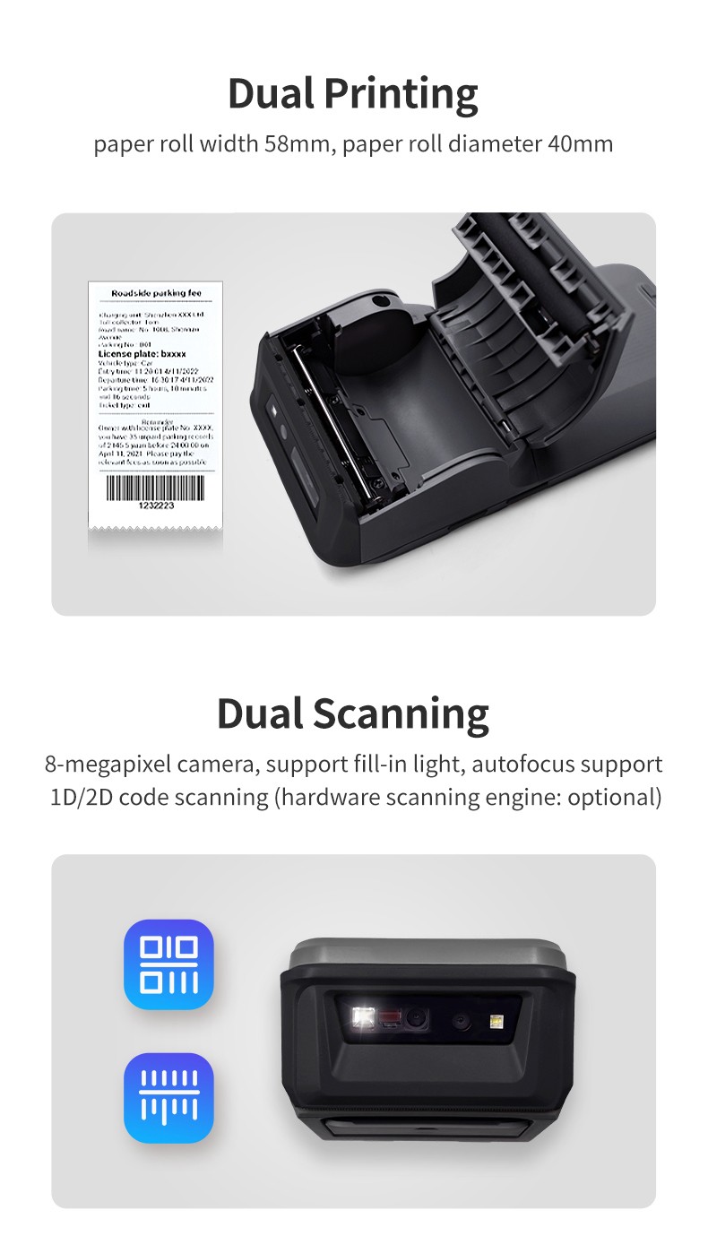 Android 10 Handheld Smart POS Terminal With NFC Card Reader 1D 2D Barcode Scanner